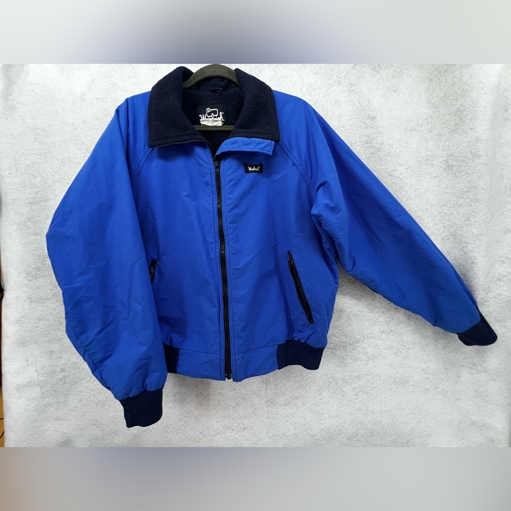 Men’s Vintage Woolrich Blue‎ Fleece Lined Jacket Size Large. Made In The USA G11
